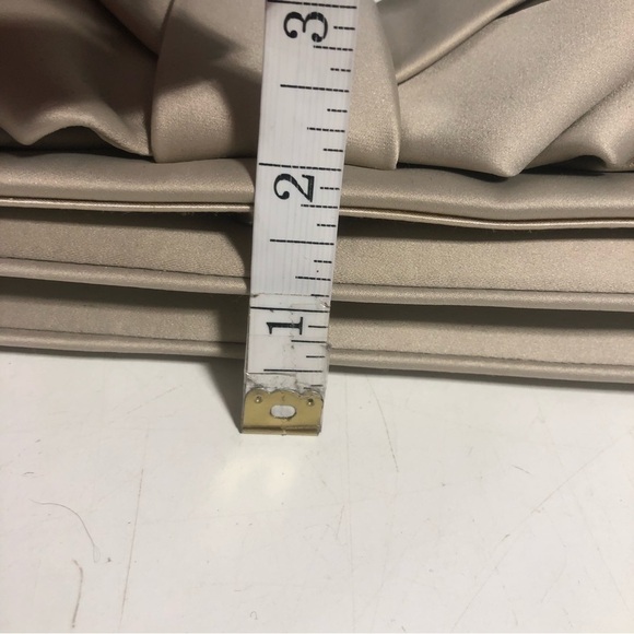 SONDRA Roberts Satin Triple Bow Taupe Clutch - Picture 9 of 11